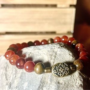 Red Agate Beaded Bracelet